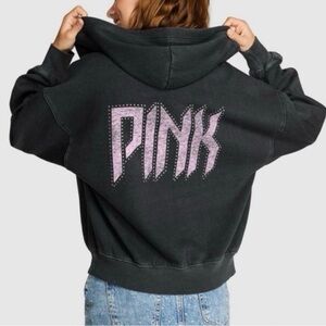 NWT!!! VS PINK ROCK BAND BLACK FASHION SHOW 2025 LIMITED EDITION FULL ZIP MEDIUM